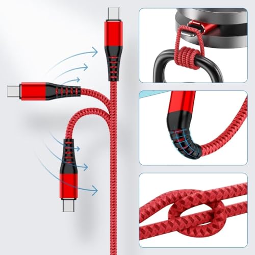 1FT USB C Cable, 3Pack USB A to USB C Cable Fast Charging - Red ﻿ | USB C Fast Charging Cable for iPhone 17 16 15 Pro Plus Pro Max, Samsung Galaxy S26/S25/S24, iPad Pro/Air, MacBook Pro/Air - color: Red, size: 1ft-(A-C)