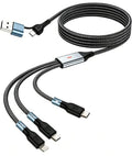 Awnuwuy 100W Multi Charge Cable for iPhone/Lightning/2 USB-C Ports, 6.6FT | Multi Charging Cable 100W, 6.6FT 3-in-2, Dual USB-C Charge Cables, One Lightning Cable, Nylon Braided Cord, iPhone/Samsung - size: 6.6FT
