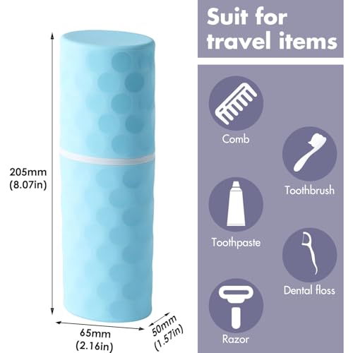 2Pcs Travel Toothbrush Case, Portable Travel Toothbrush Holder with Dot,Toothpaste Container for Home, Travel, Business, Camping, School, Couple 8.1x2.5x2 (Purple+Blue) - size: large size