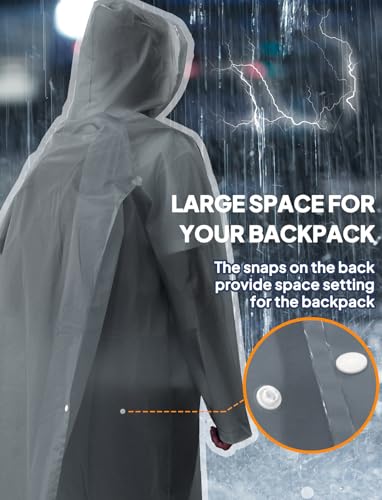 ANYOO 2-Pack Rain Ponchos for Adults Reusable Raincoats with Hooded and Drawstring Emergency for Men Women - color: Grey