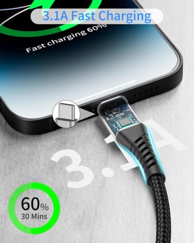 USB to USB C Cable, 2Pack 1FT Car Carplay Charging for iPhone 17 Charger Cord Short, for Apple 17 Air/16/15/Pro/Pro Max/Plus USB A to Type C Cable for PowerBank, iPad Pro, Air, Aipods - color: Black 2Pack