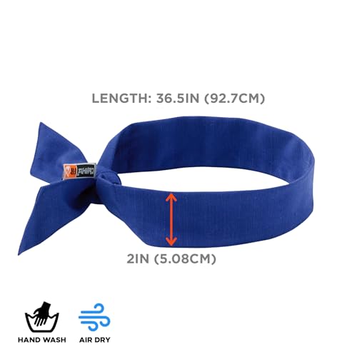 Cooling Bandana, Fire Resistant, Evaporative Polymer Crystals for Cooling Relief, Tie for Adjustable Fit, Ergodyne Chill Its 6700FR,Blue - color: Blue, style: Fr Cooling Headband - Polymers - Tie