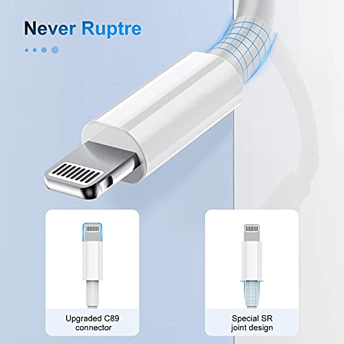 3 Pack Apple MFi Certified iPhone Charger Cable 10ft, Lightning to USB Cord, 2.4A Fast Charging,Apple Phone Long Chargers for iPhone 12/11/11Pro/11Max/ X/XS/XR/XS Max/8/7/6 - color: White, size: 10 ft