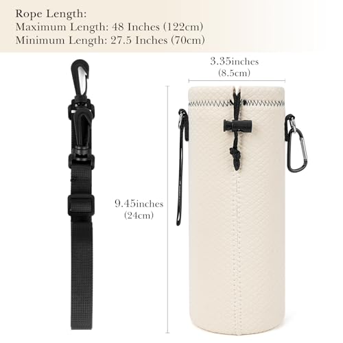 Linkidea Water Bottle Carrier with Shoulder Strap Compatible with Owala FreeSip Bottle 32oz/40oz, Neoprene Waterbottle Sling Bag Holder, Off White