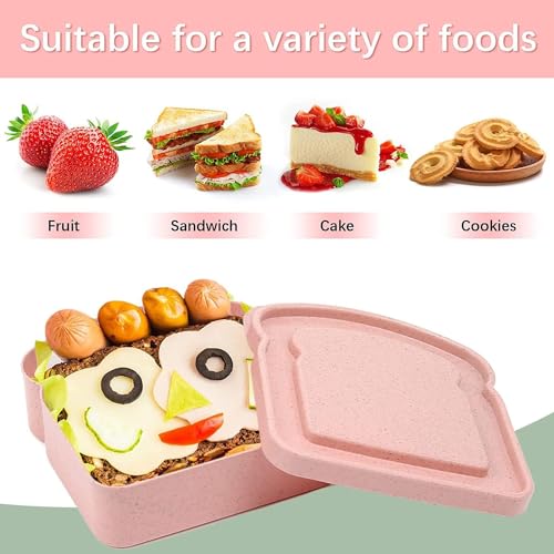 Sandwich Containers, Sandwich Containers for Lunch Boxes, Reusable Plastic Food Storage Sandwich Box with Lid, BPA Free, Microwave Safe, for Family Adults for Office, Camping (White & Pink) - color: White & Pink