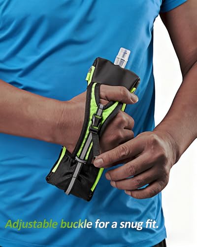 Zelvot Handheld Water Bottle Running with Phone Holder, 17 oz, Green - color: Green