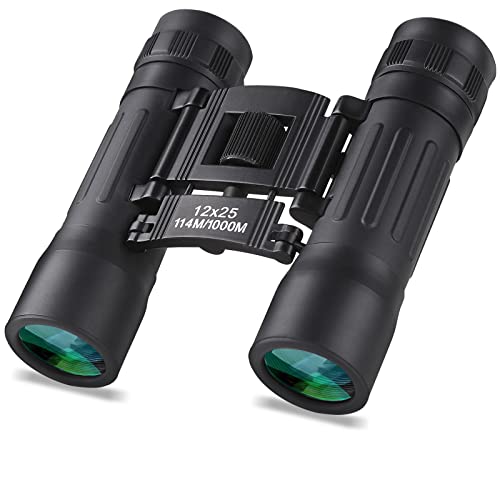12x25 Mini Binoculars, Portable Compact Binoculars for Adults Kids | Compact Binoculars, Suitable for Bird Watching, Hunting, Travel, Sporting Events and Theater - size: 12X25