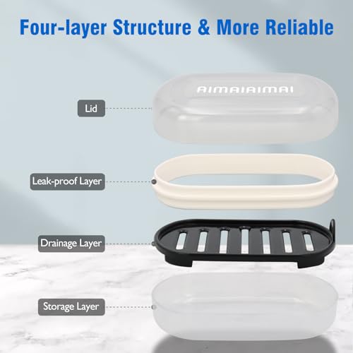 AIMAIAIMAI Soap Box, Travel Soap Container, Bar Soap Case with Removable Draining Layer - Clear Style A - color: Clear Style a