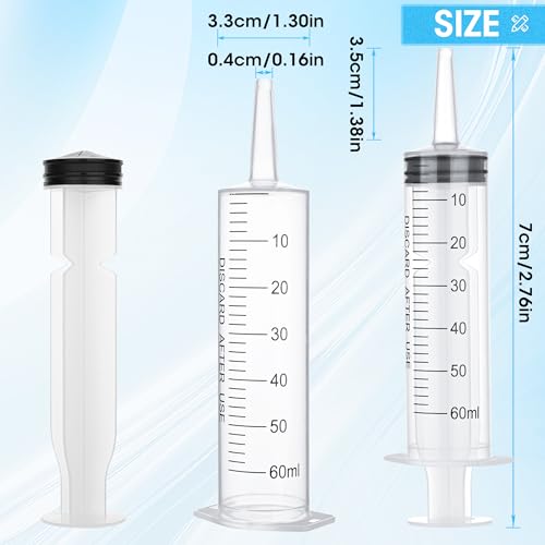 3 Pack 60mL Plastic Syringes for Liquid - Large Syringe Without Needle for Liquid, Measurement & Scientific Labs - style: 60 ml