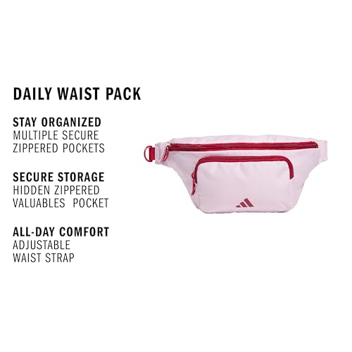 adidas Daily Waist Bag – Everyday Fanny Pack, Clear Pink/Active Maroon, OSFA - color: Clear Pink/Active Maroon