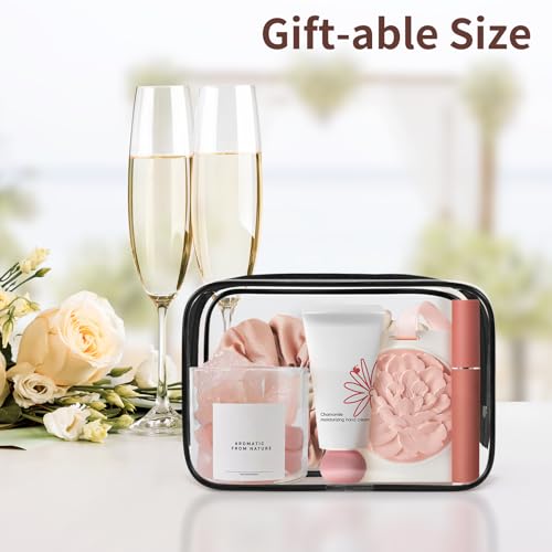 TISRATOK 12 PCS Clear Makeup Bags with Zipper, TSA Approved Toiletry Pouch - color: Black, size: Small