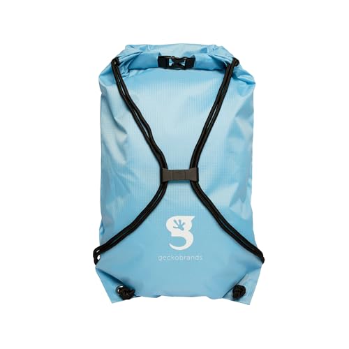 geckobrands Embark 10L Drawstring Backpack – Waterproof, Lightweight Dry Bag for Beach, Hiking, and Light Water Activities - color: Carolina Blue/White