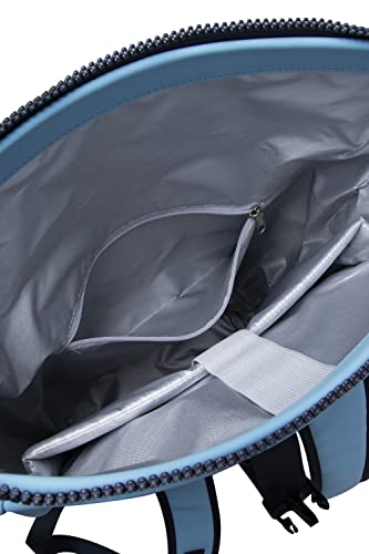 X RAY Roll Top Laptop Backpack for Men Women, PU Leather Expandable Roll Up Backpack Capacity Adjustable 22L & Fits 15.6" Laptop, Carolina Blue/Navy - color: Carolina Blue/Navy