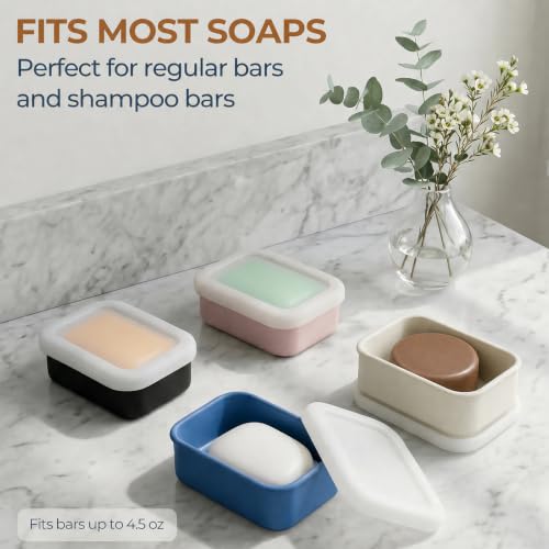 AIMAIAIMAI Enhanced Leak Proof Travel Soap Container, Compact Silicone Travel Soap Holder with Drainage Pad, Great for Camping, Gym and Business Trip (Purple) - color: Purple
