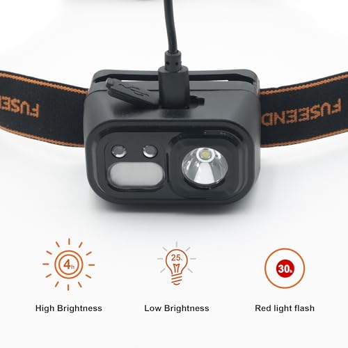 Motion Sensor Headlamp, Super Bright LED Rechargeable Headlight, Waterproof 8-Mode Flashlight with Red/White Light for Camping, Hiking, Running, Fishing