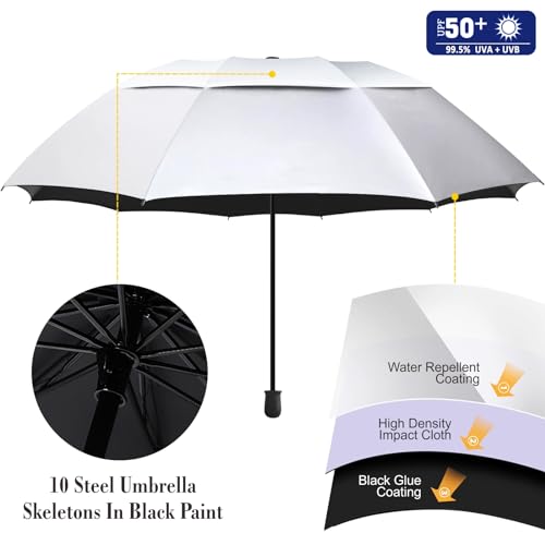 XLINGZA UPF 50+ Beach Umbrella with Adjustable Universal Clamp - style: Double Layer/Manual/L