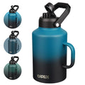 BJPKPK 128oz Stainless Steel Water Bottle, 1 Gallon Insulated Water Jug - color: Blue & Black, style: 128oz-Side Handle