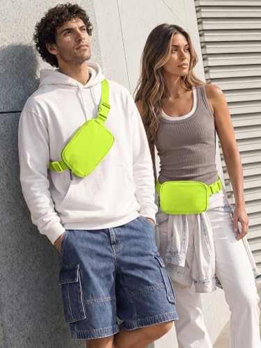 ODODOS Unisex Mini Belt Bag with Adjustable Strap Small Fanny Pack for Workout Running Traveling Hiking, Neon - color: Neon