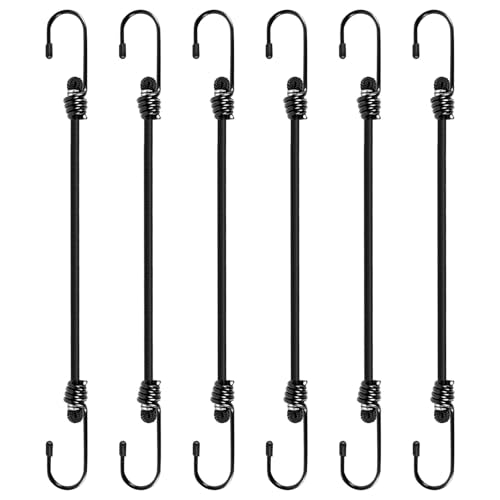 Bungee Cords with Hooks 6 Pack Bungee Cord Includes 24 inches for Bundling Items, Fixing Tarps, Tents, and Carrying Luggage - size: 24 in, style: 6MM