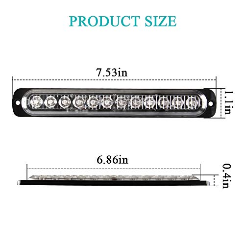 2pcs 12LED Red&Blue Led Light-Head Emergency Beacon Hazard Warning Light Flashing Strobe Light Bar Recovery Breakdown Surface Mount for Construction Vehicle Car Truck Trailer Caravan 12-24V - color: Red&Blue