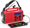 Emergency Solar Hand Crank Radio, AM/FM/SW NOAA Weather Alert Radio, Flashlight, Reading Lamp, SOS Alarm for Survival Home Outdoor Hurricane - color: Red