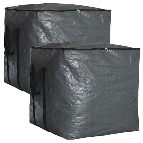 Extra Large Cube Moving Bags (Black, 25"x25"x25" - 2 Pack) | Heavy Duty, Water-Resistant, Foldable, For Clothes, Bedding, Blankets & Pillows, Reusable Alternative to Moving Boxes - color: Black, size: 25"x25"x25" - 2 Pack