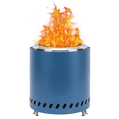 Portable Table Top Fire Pit with Stand, 8.6" Stainless Steel Mini Outdoor Low Smoke Burning Tabletop Firepit Fueled by Pellets or Wood, for Outside Camping Blue - color: Navy Blue, size: 8.6 Inch