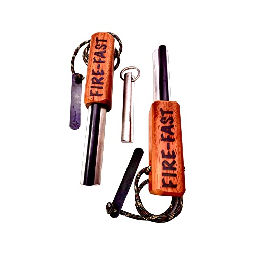 Fire-Fast Trekker. Best Emergency Waterproof Survival Fire Starter. Magnesium and Euro Fire Steel Ferro Rod. Compact Durable Tool for Bushcraft, Camping, Backpacking, Hiking, Hunting, or Bug Out Bag - style: 2 Pack