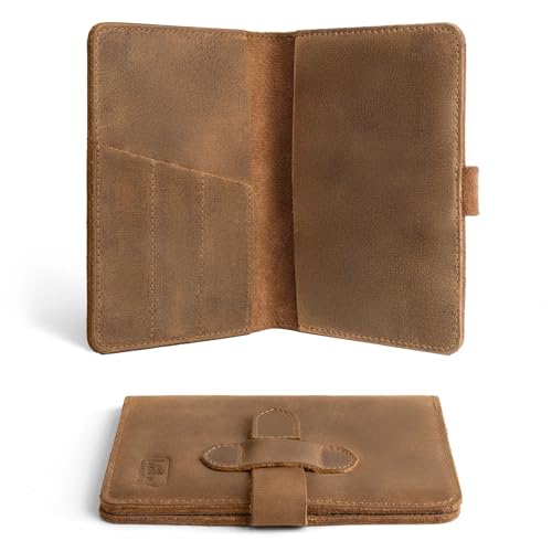 Rustic Cover for Field Notes (3.5 x 5.5 in. Notebook not Included) with Pen Slots, Protective Storage for Journal, Full Grain Leather, Handmade (Single Malt Mahogany) - color: Single Malt Mahogany