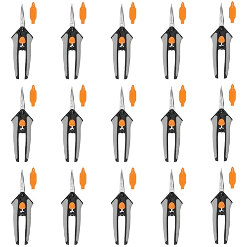 Fiskars 6" Steel Micro-Tip Pruning Snip Set, Garden Scissors, 15-Pack | For Trimming & Shaping Small Plants, Stainless Steel Blades, Easy Action Spring, Symmetrical SoftGrip Handles, Blade Covers - style: Snips (15-Pack)
