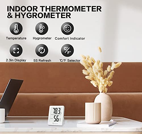 DOQAUS Digital Hygrometer Indoor Thermometer Humidity Meter, White - color: White