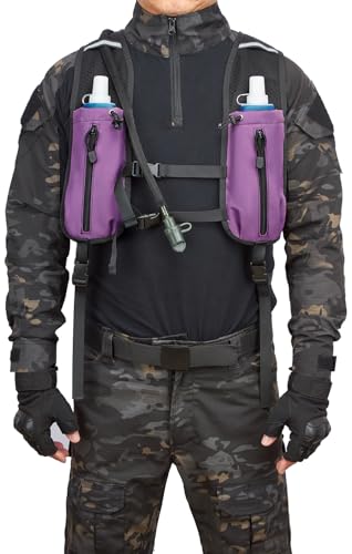 Running Hydration Vest Pack Tactical 3L Water Bladder Backpack Bag for Cycling Marathon Hiking Daypack Men & Women - color: Purple Deep