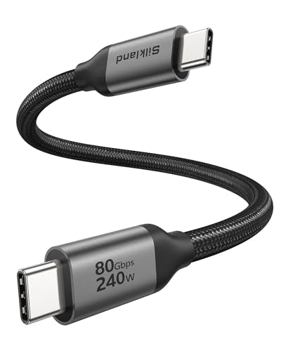 Silkland USB 4 for Thunderbolt 5 Cable 1FT, 80Gbps USB C Data Cable, 240W | with 120Gbps Bandwidth for 4K@540Hz/Dual 8K, Short USB C Compatible for Thunderbolt 4, SSD, MacBook, iPhone 17/16, iPad, Dock - size: 1 Feet