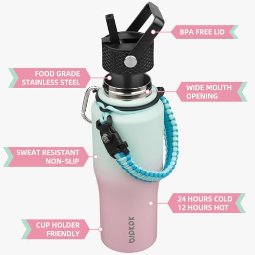 BJPKPK 23oz Insulated Water Bottle with Straw Lid, Stainless Steel Bottle - color: Marshmallow, style: 23oz