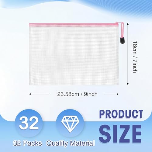 Jetec 32 Pcs Mesh Zipper Bags Bikini Organizer,Pink,9 x 7 Inch - color: Pink, size: 9 x 7 Inch
