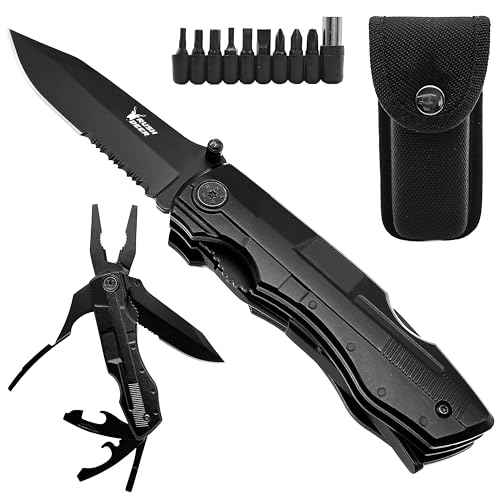 RUSH DEER Multi-Tool 19-in-1 Essential Survival Tools and Multitools Plier- Gift for Men-Versatile Camping Tool Kit-ultimate versatile toolkit For DIY, Outdoor - color: Matte Black