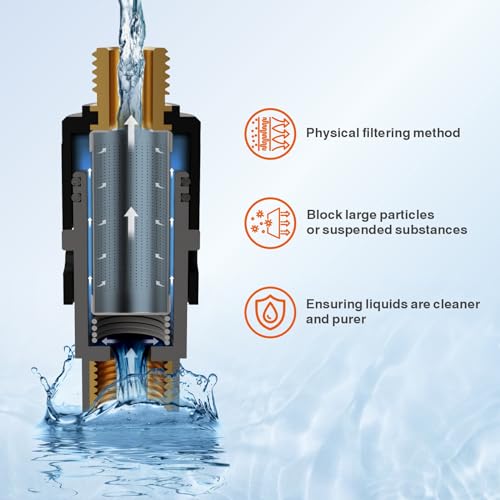 RULIA, Water Filter Pieces, Impurity Filter Attachment, Household Water Pre Filtration with Extension Hose, Reusable Sink Water Filter, 2 Piece, RB2029 - style: Filter With Hose