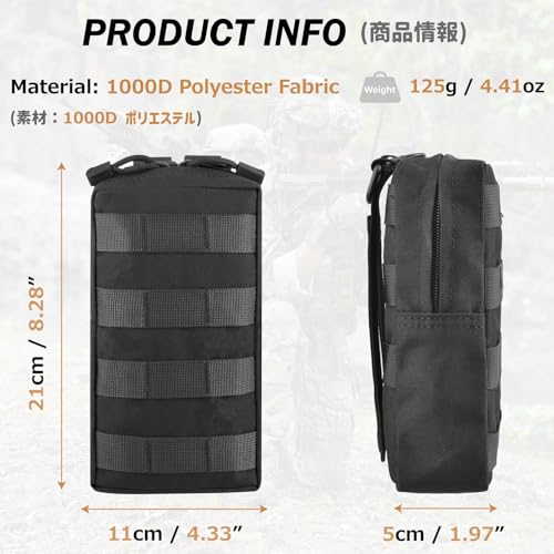 Azarxis Molle Pouches, Tactical Compact EDC Small Utility Pouch Waist Bags Sundries Storage Admin Organize Gear Gadget for Military Backpack - color: #01 Green - 8.28"x4.33" - 2 Pack