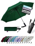 Windproof Travel Umbrella for Rain - 43" Compact Folding Umbrella, Reinforced Strong Frame, Lightweight Portable Parasol with UPF 100+ UV Sun Protection, Cruise Ship Essentials - color: 1-DrakGreen