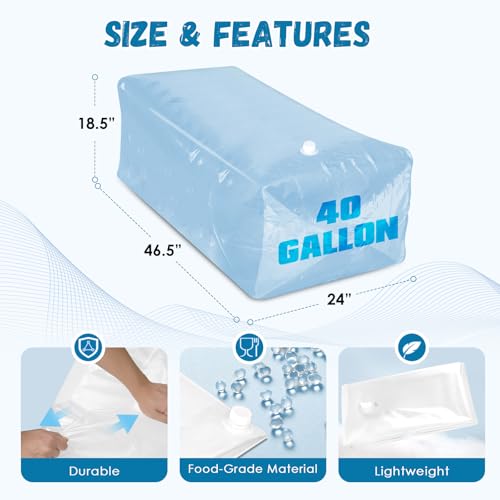 Buzzlett 3 Pcs 40 Gallon Water Storage Bladder, Foldable and Resuable