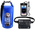Freegrace Waterproof Dry Bag with Double Zip-Lock, Phone Case & Waist Pouch | 10L Navy Blue, Clear Window, Submersible 500D Drysack, Adjustable Crossbody Strap, Gear For Kayaking, Boating, Beach, Surfing - color: Navy Blue, size: 10L, style: Window