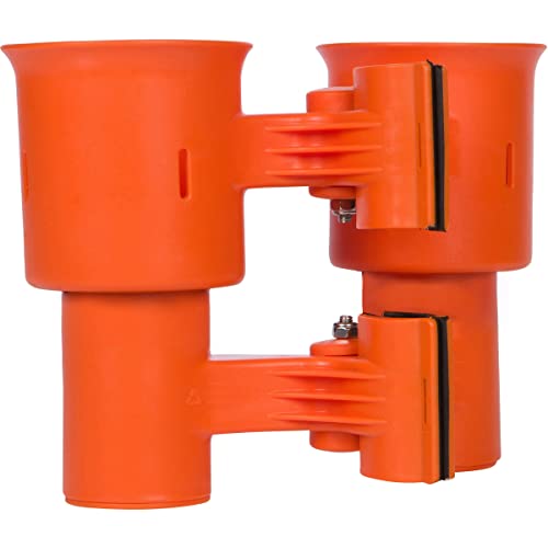 ROBOCUP, (Orange), Patented Clamp On Boat Cup Holder |Multifunction Dual Drink Caddy for Fishing Poles, Tools, Net, Gaff |Portable Storage for Boating, Beach, Umbrellas, Golf Carts, Strollers - color: Orange, size: Standard Spring