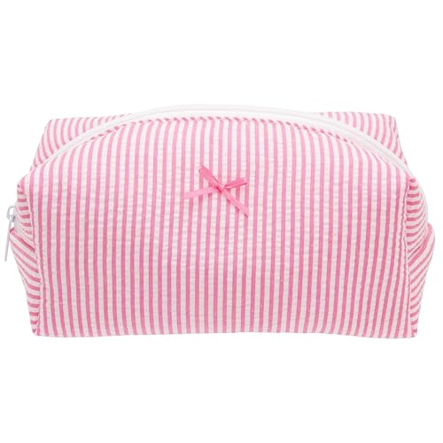 PAZIMIIK Cozy Makeup Bag for Women,Zipper Cosmetic Pouch,Stripe Candy Pink - color: Stripe Candy Pink