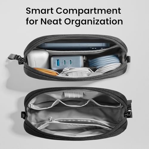 tomtoc Electronics Organizer Travel Case, Cable Organizer for Essentials - color: Black, size: Small