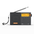 XHDATA D808 Portable AM FM SW LW Air Band Radio SSB RDS Multi Band Radio Speaker with LCD Display Alarm Clock External Antenna (Grey) - color: Grey