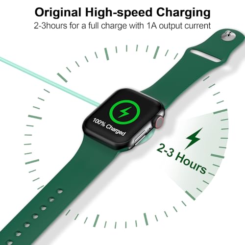 𝟐𝟎𝟐𝟔 𝐔𝐩𝐠𝐫𝐚𝐝𝐞𝐝 Magnetic Charging Cable for Apple Watch Charger,[USB C Port] Wireless Charging Cable Compatible with iWatch Series Ultra/10/9/8/7/6/SE/SE2/5/4/3/2[3.3FT/1M],Green | Wireless iWatch Chager Cable Dual-Chip Compatible with Apple Watch Series Ul