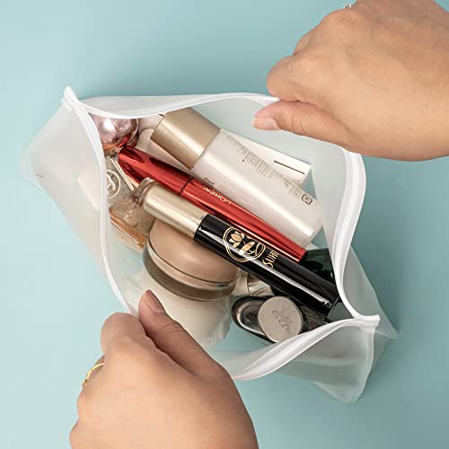SPLF 4 Pack Leakproof Clear Toiletry bags, TSA Approved Quart Zipper Bags | BPA Free Travel Makeup Cosmetic Bags for Women Men, Carry on Airport Airline Compliant Bags - size: 2 Large 2 Medium