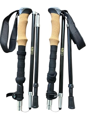 rb24 7075 Aluminum Trekking Poles, Lightweight Collapsible Hiking Poles with Quick Lock, EVA Foam Grip, Wrist Straps, Rubber Tips & Mud/Snow Baskets for Trails & Walking