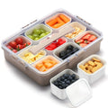 Snackle Box Container for Adults with 9 Compartment, Divided Serving Tray Snack Box Containers with Lid and Handle, Charcuterie Boxes Portable Snack Platter for Fruit Veggie Party Travel, Brown - color: Brown