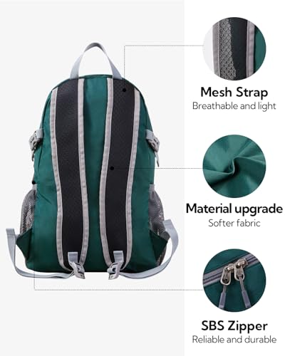 WATERFLY Small Lightweight Packable Backpack: 20l Ultra Light Foldable Travel Hiking Camping Daypack Day Pack for Man Woman | 20L,Recycled nylon material,Multi-compartment storage,Water-resistant,Everyday carry,Ultra Light Foldable Travel Day Pack - color